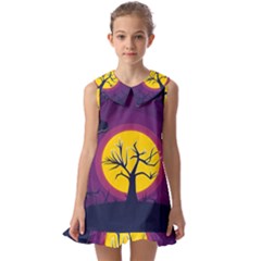 Empty Tree Leafless Stem Bare Branch Kids  Pilgrim Collar Ruffle Hem Dress by uniart180623