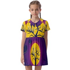 Empty Tree Leafless Stem Bare Branch Kids  Asymmetric Collar Dress by uniart180623