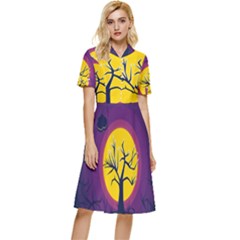 Empty Tree Leafless Stem Bare Branch Button Top Knee Length Dress by uniart180623