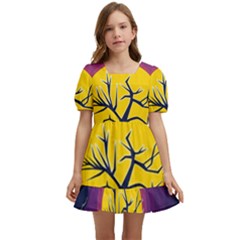 Empty Tree Leafless Stem Bare Branch Kids  Short Sleeve Dolly Dress by uniart180623