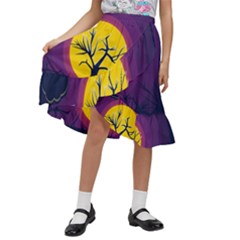 Empty Tree Leafless Stem Bare Branch Kids  Ruffle Flared Wrap Midi Skirt by uniart180623