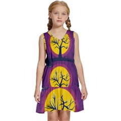 Empty Tree Leafless Stem Bare Branch Kids  Sleeveless Tiered Mini Dress by uniart180623