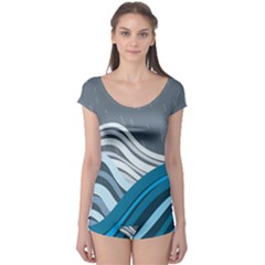 Waves Ink Abstract Texture Art Boyleg Leotard  by uniart180623