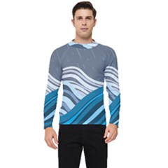 Waves Ink Abstract Texture Art Men s Long Sleeve Rash Guard by uniart180623