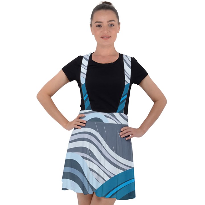 Waves Ink Abstract Texture Art Velvet Suspender Skater Skirt