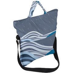 Waves Ink Abstract Texture Art Fold Over Handle Tote Bag by uniart180623