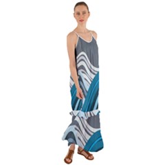 Waves Ink Abstract Texture Art Cami Maxi Ruffle Chiffon Dress by uniart180623