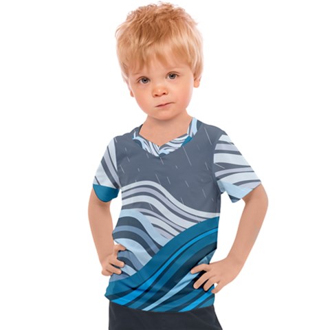 Waves Ink Abstract Texture Art Kids  Sports Tee by uniart180623