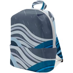 Waves Ink Abstract Texture Art Zip Up Backpack by uniart180623