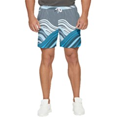 Waves Ink Abstract Texture Art Men s Runner Shorts by uniart180623