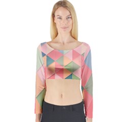 Background Geometric Triangle Long Sleeve Crop Top by uniart180623