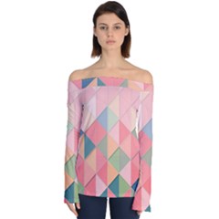 Background Geometric Triangle Off Shoulder Long Sleeve Top by uniart180623