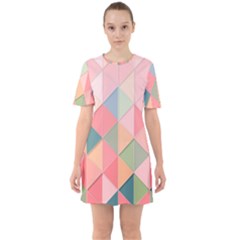 Background Geometric Triangle Sixties Short Sleeve Mini Dress by uniart180623