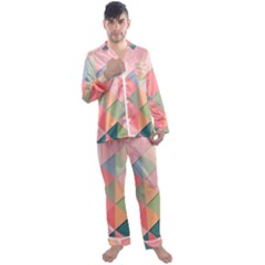 Background Geometric Triangle Men s Long Sleeve Satin Pajamas Set by uniart180623