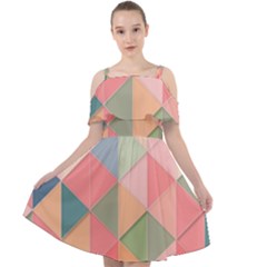 Background Geometric Triangle Cut Out Shoulders Chiffon Dress by uniart180623