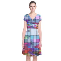 To Dye Abstract Visualization Short Sleeve Front Wrap Dress by uniart180623