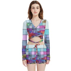 To Dye Abstract Visualization Velvet Wrap Crop Top And Shorts Set by uniart180623