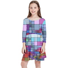 To Dye Abstract Visualization Kids  Quarter Sleeve Skater Dress by uniart180623