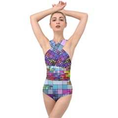 To Dye Abstract Visualization Cross Front Low Back Swimsuit by uniart180623