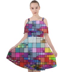 To Dye Abstract Visualization Cut Out Shoulders Chiffon Dress by uniart180623