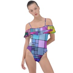 To Dye Abstract Visualization Frill Detail One Piece Swimsuit by uniart180623