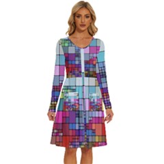 To Dye Abstract Visualization Long Sleeve Dress With Pocket by uniart180623