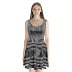 Focus Squares Optical Illusion Split Back Mini Dress  by uniart180623