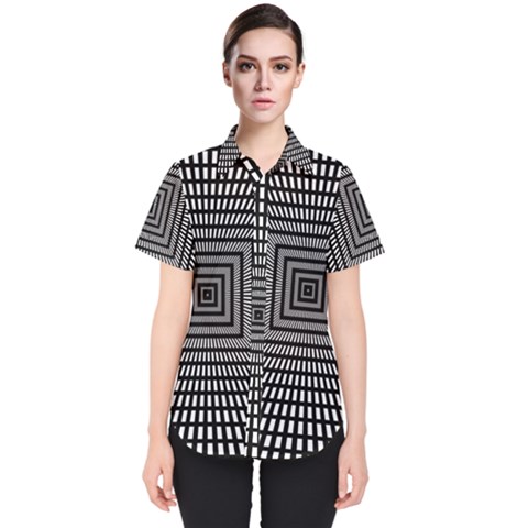 Focus Squares Optical Illusion Women s Short Sleeve Shirt by uniart180623