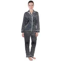 Focus Squares Optical Illusion Women s Long Sleeve Satin Pajamas Set	 by uniart180623