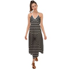 Focus Squares Optical Illusion Halter Tie Back Dress  by uniart180623