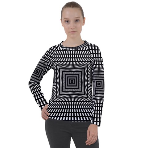 Focus Squares Optical Illusion Women s Long Sleeve Raglan Tee by uniart180623