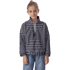 Focus Squares Optical Illusion Kids  Half Zip Hoodie by uniart180623