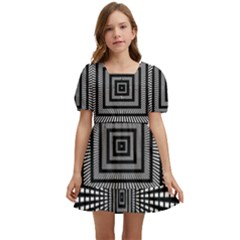 Focus Squares Optical Illusion Kids  Short Sleeve Dolly Dress by uniart180623