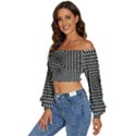 Focus Squares Optical Illusion Long Sleeve Crinkled Weave Crop Top View2