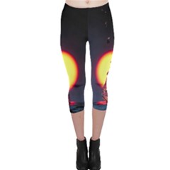 High Speed Waterdrop Drops Water Capri Leggings  by uniart180623