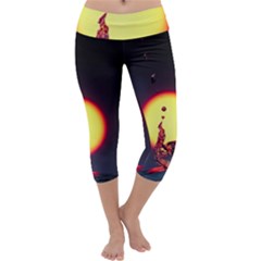 High Speed Waterdrop Drops Water Capri Yoga Leggings by uniart180623