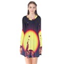 High Speed Waterdrop Drops Water Long Sleeve V-neck Flare Dress View1