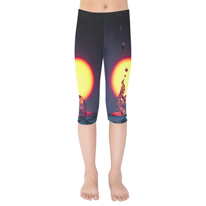 High Speed Waterdrop Drops Water Kids  Capri Leggings 