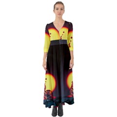 High Speed Waterdrop Drops Water Button Up Boho Maxi Dress by uniart180623