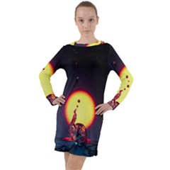 High Speed Waterdrop Drops Water Long Sleeve Hoodie Dress by uniart180623