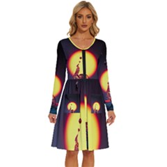 High Speed Waterdrop Drops Water Long Sleeve Dress With Pocket by uniart180623