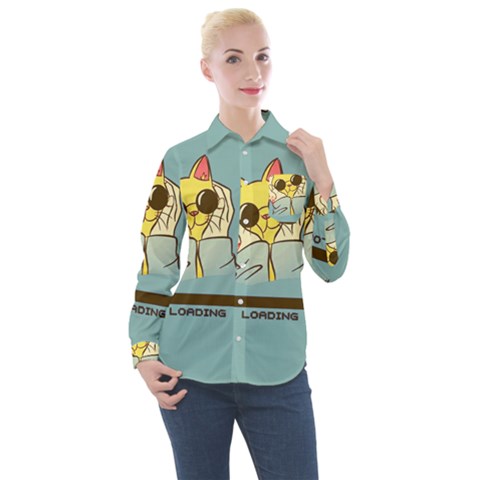 Loading Cat Cute Cuddly Animal Sweet Plush Women s Long Sleeve Pocket Shirt by uniart180623