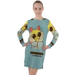 Loading Cat Cute Cuddly Animal Sweet Plush Long Sleeve Hoodie Dress by uniart180623