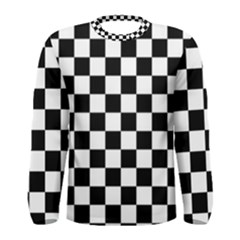 Black White Checker Pattern Checkerboard Men s Long Sleeve Tee by uniart180623