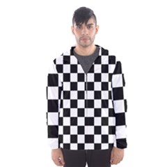 Black White Checker Pattern Checkerboard Men s Hooded Windbreaker