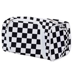 Black White Checker Pattern Checkerboard Toiletries Pouch by uniart180623