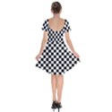 Black White Checker Pattern Checkerboard Short Sleeve Bardot Dress View2