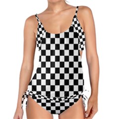 Black White Checker Pattern Checkerboard Tankini Set by uniart180623