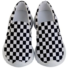 Black White Checker Pattern Checkerboard Kids Lightweight Slip Ons by uniart180623