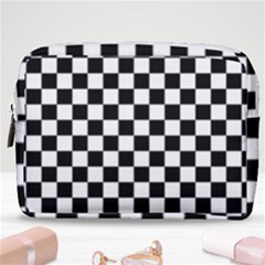 Black White Checker Pattern Checkerboard Make Up Pouch (medium) by uniart180623